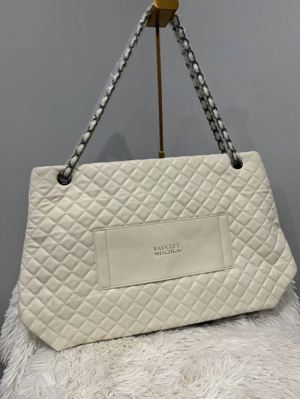 Badgley Mischka Diana Quilted Travel Weekender Tote Bag